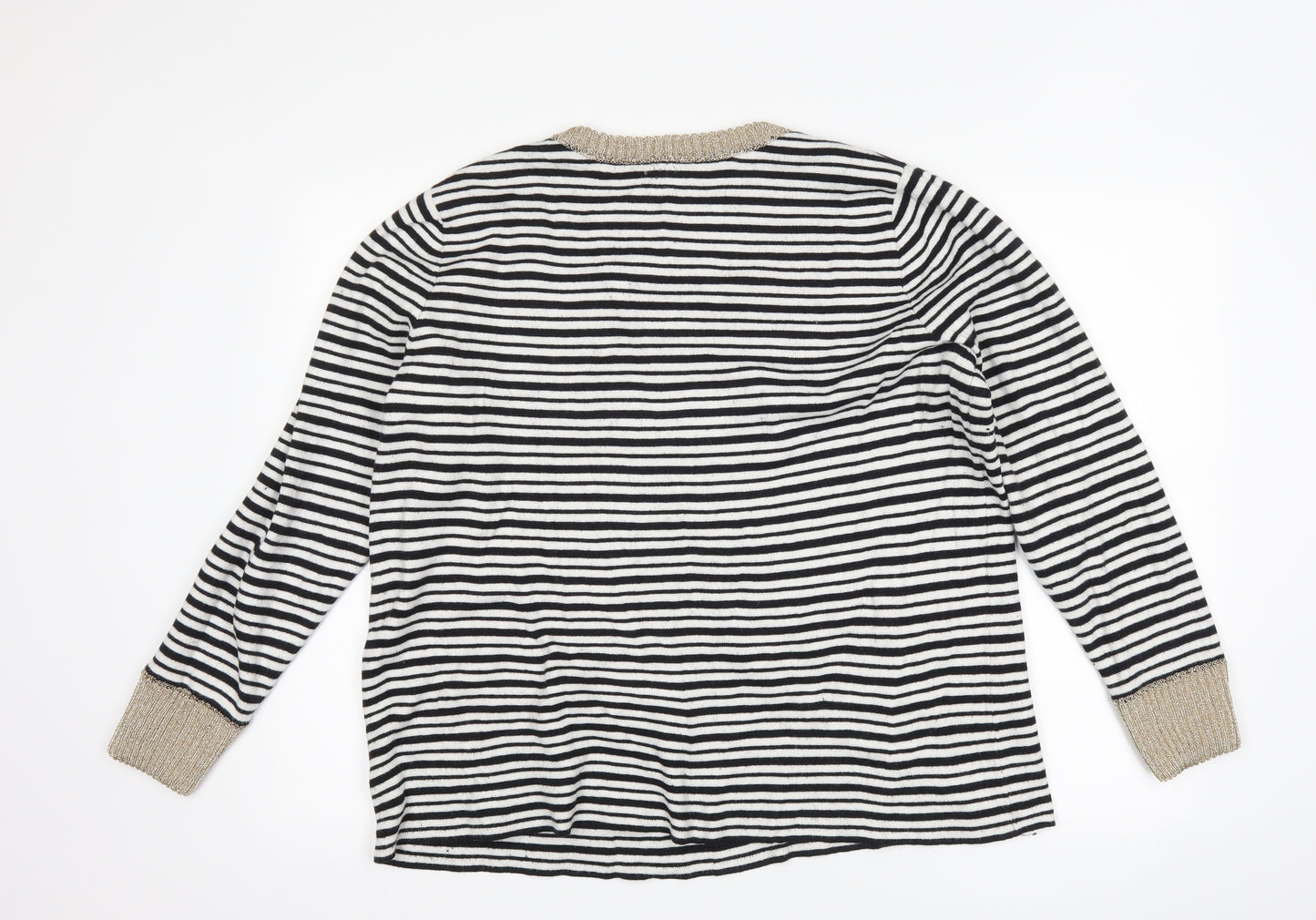 Savannah Miller Womens Black Striped  Pullover Jumper Size 18