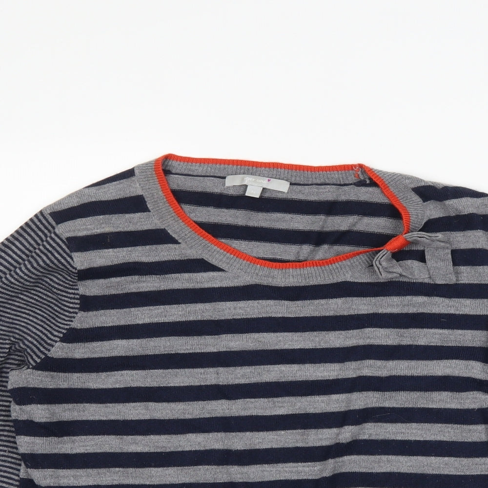 Per Una Womens Grey Striped  Pullover Jumper Size 14