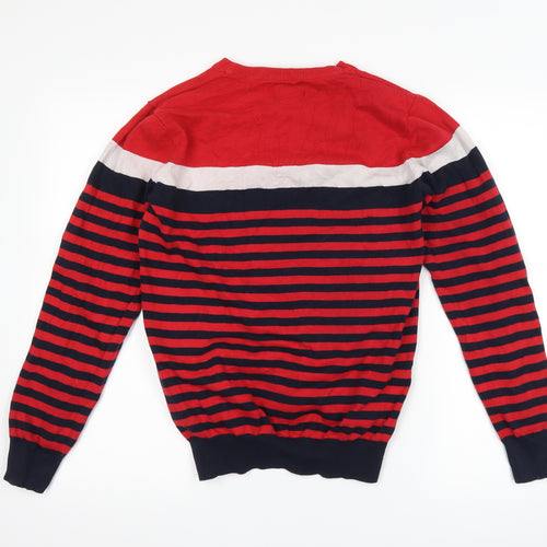 Threadbare Mens Red Striped  Pullover Jumper Size S