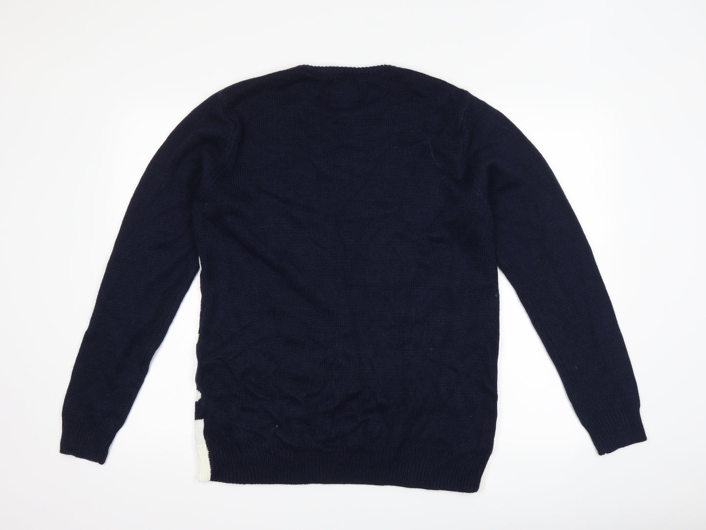 Primark Mens Blue Polka Dot  Pullover Jumper Size M  - Christmas Snowman