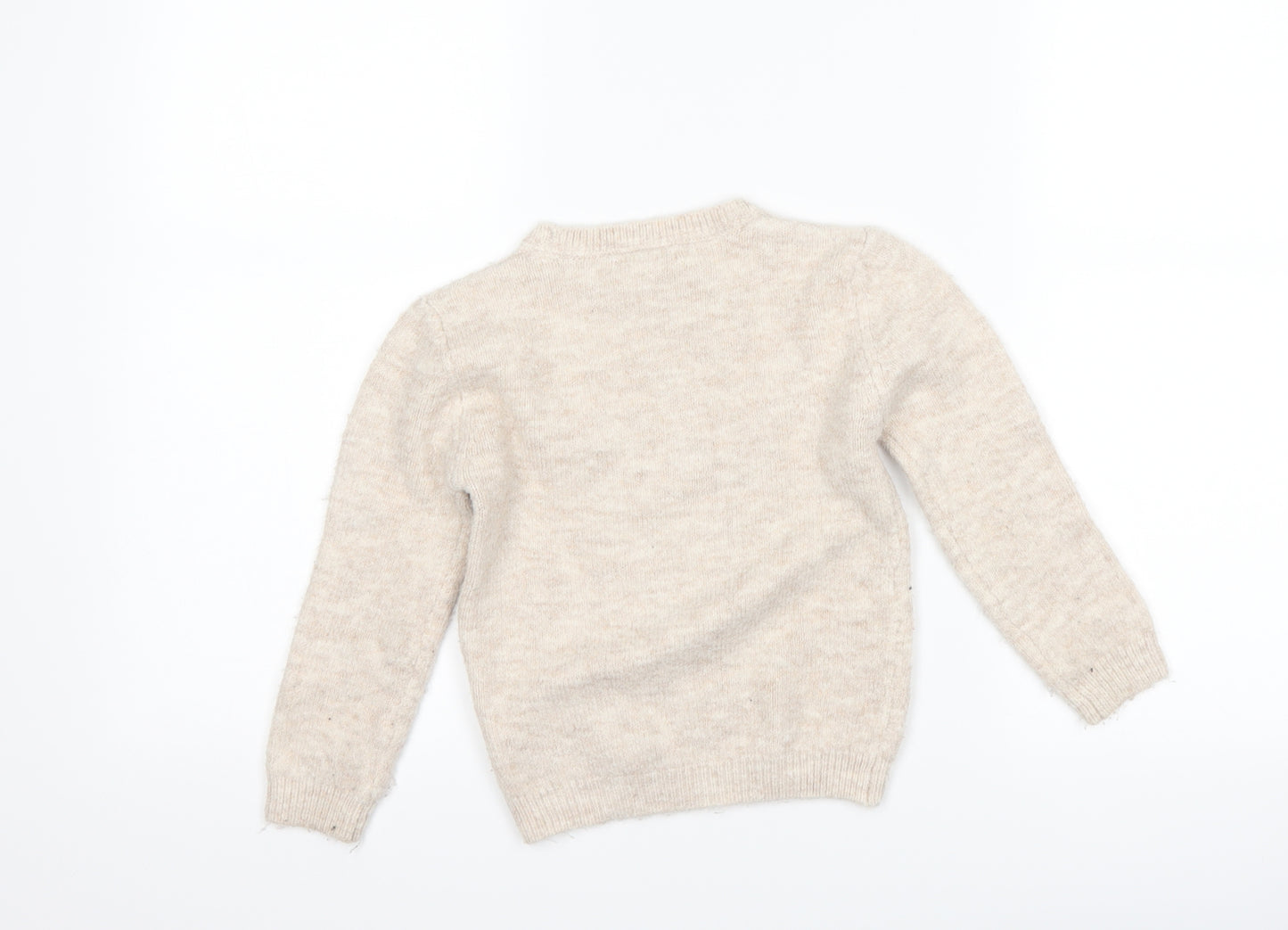 Primark Girls Beige   Pullover Jumper Size 4-5 Years  - Deer