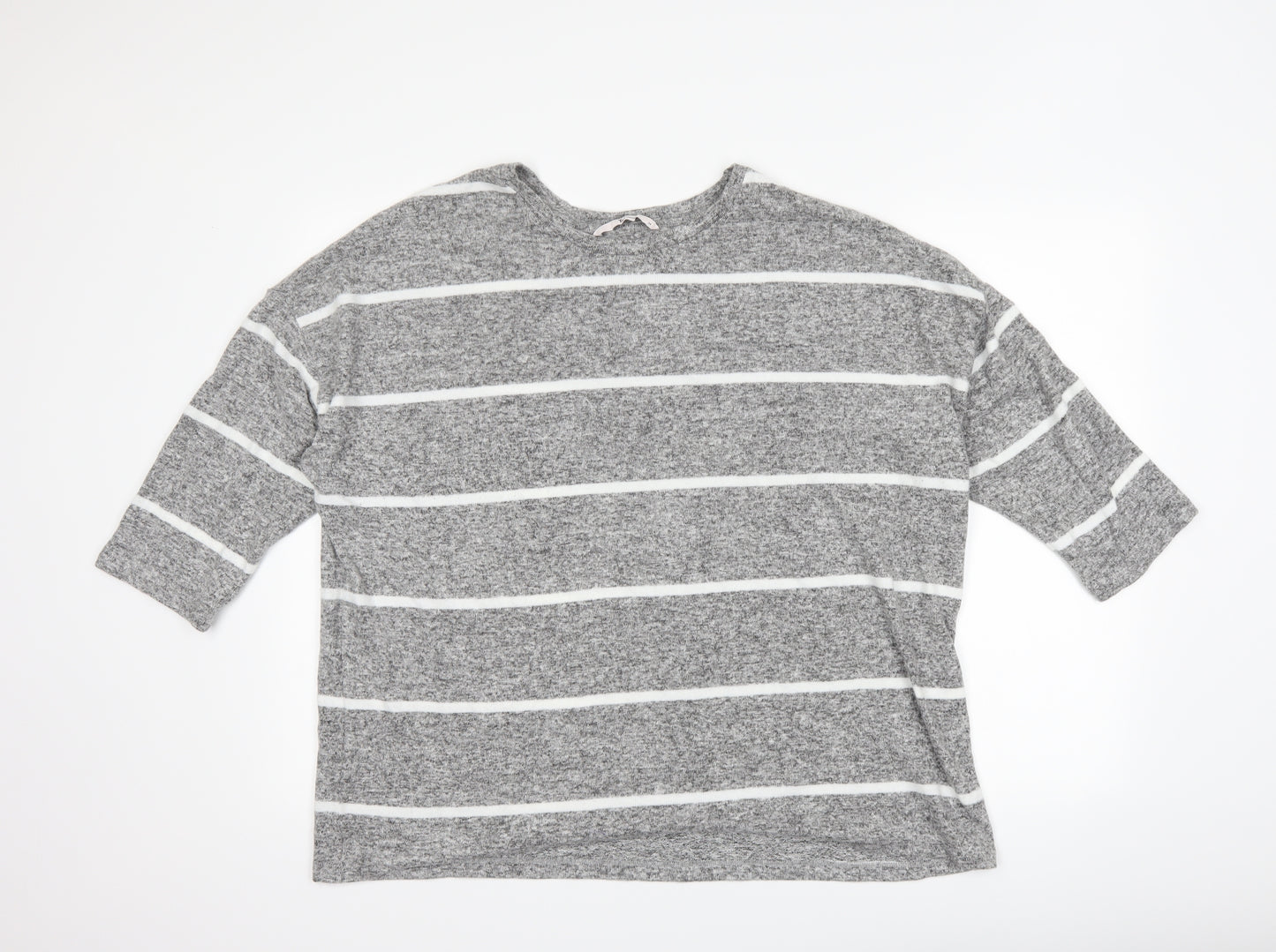 TU Womens Grey Striped  Pullover Jumper Size 24