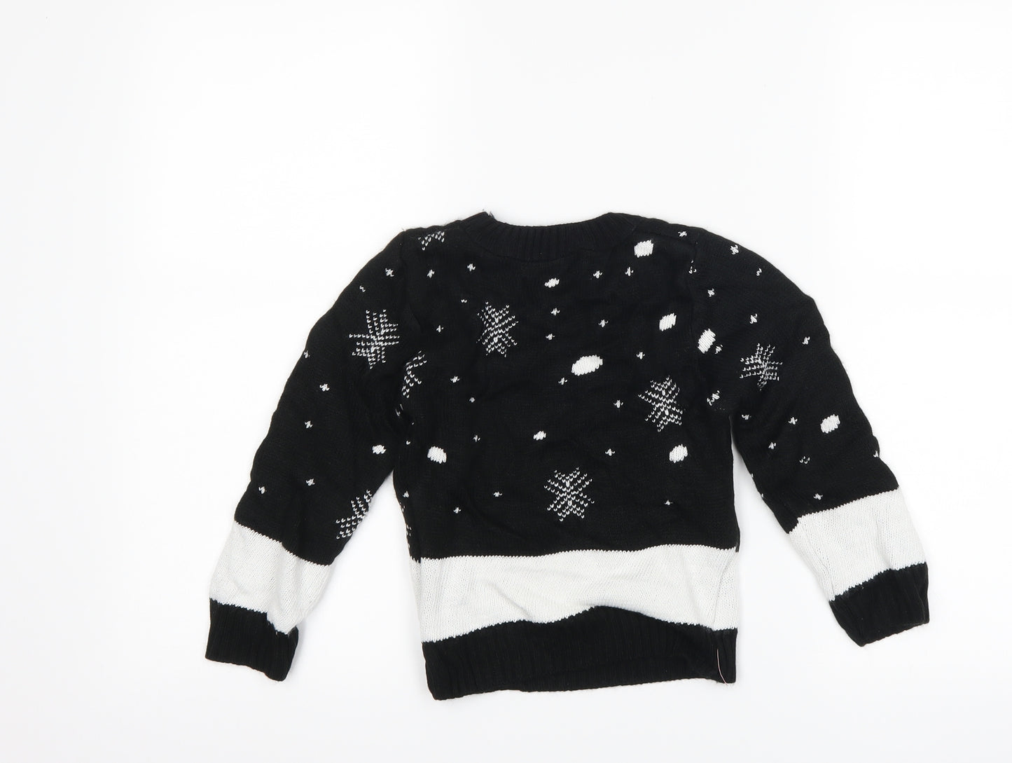 Preworn Boys Black   Pullover Jumper Size 3-4 Years  - christmas reindeer