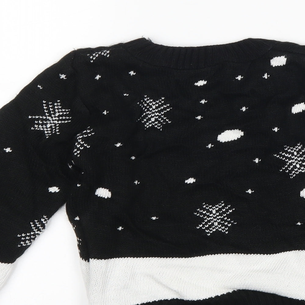 Preworn Boys Black   Pullover Jumper Size 3-4 Years  - christmas reindeer