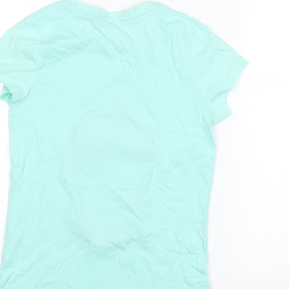 George Girls Blue   Basic T-Shirt Size 10-11 Years  - Graphic