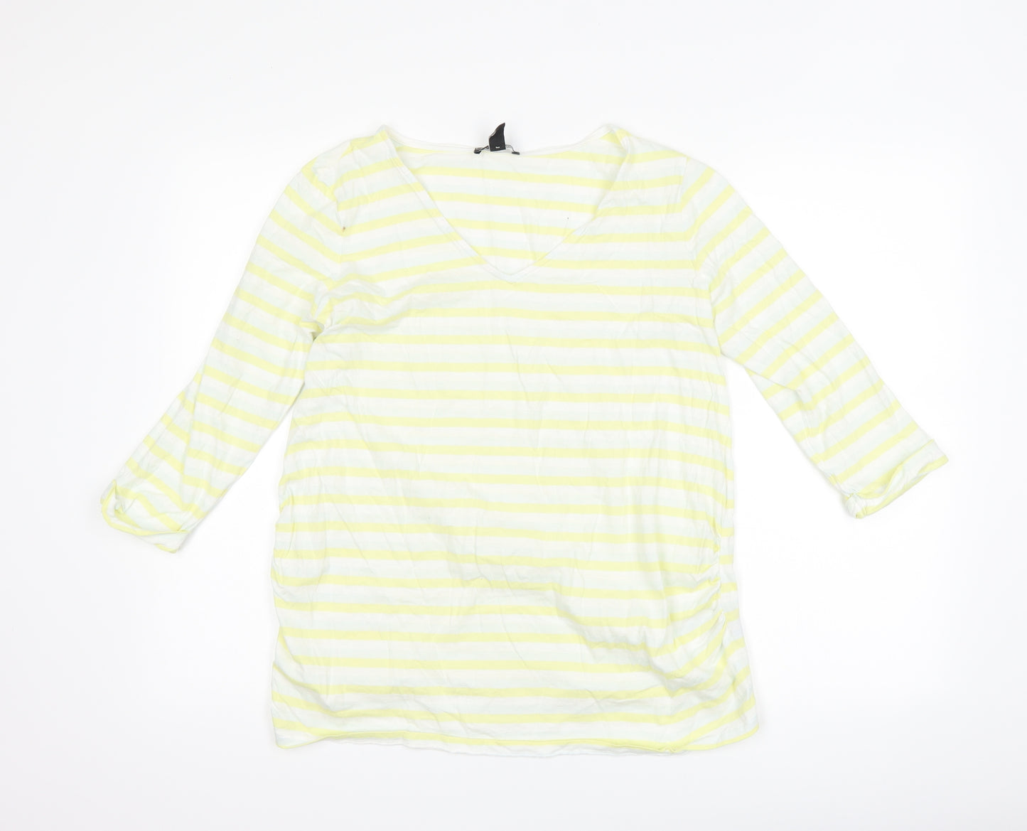New Look Womens Yellow Striped  Basic T-Shirt Size 14
