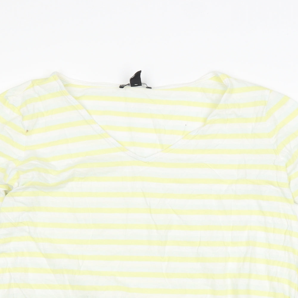 New Look Womens Yellow Striped  Basic T-Shirt Size 14