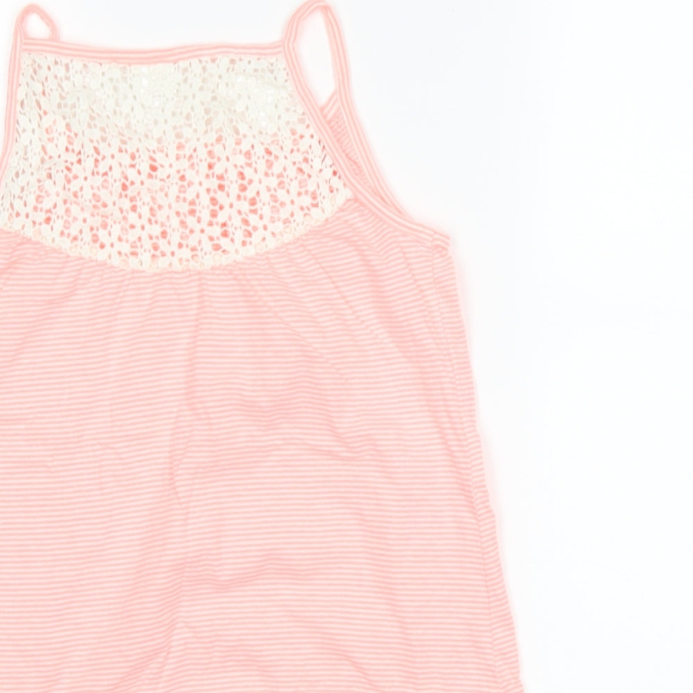 NEXT Girls Pink Striped  Basic Tank Size 10 Years