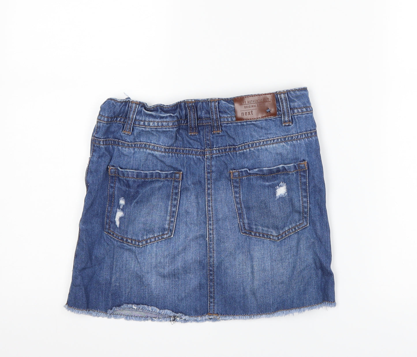 NEXT Girls Blue  Denim A-Line Skirt Size 10 Years - Distressed