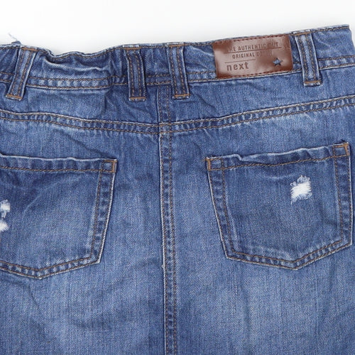 NEXT Girls Blue  Denim A-Line Skirt Size 10 Years - Distressed