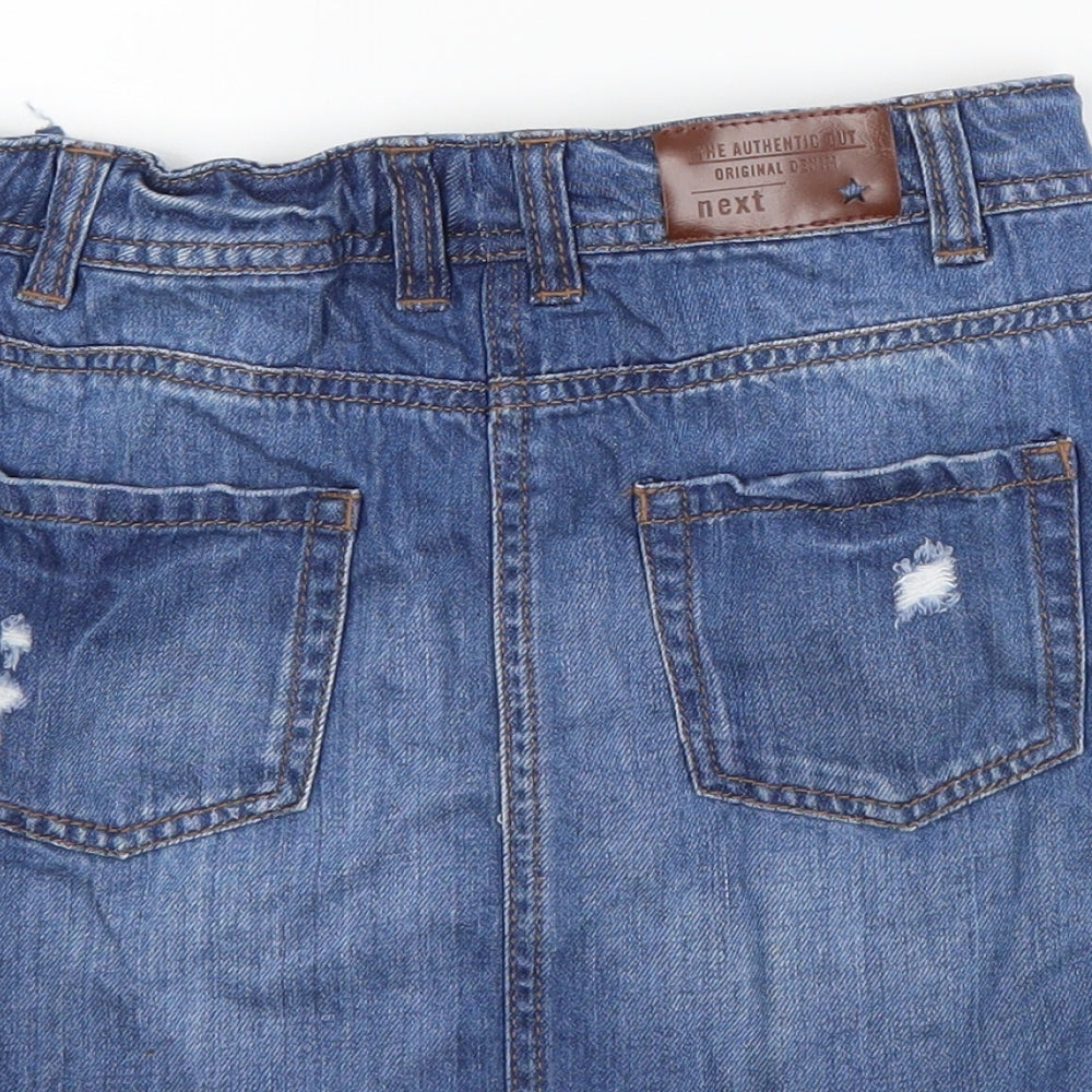 NEXT Girls Blue  Denim A-Line Skirt Size 10 Years - Distressed
