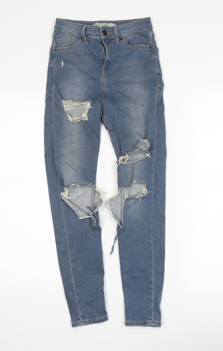 Topshop Womens Blue Denim Skinny Jeans Size 25 L30 in