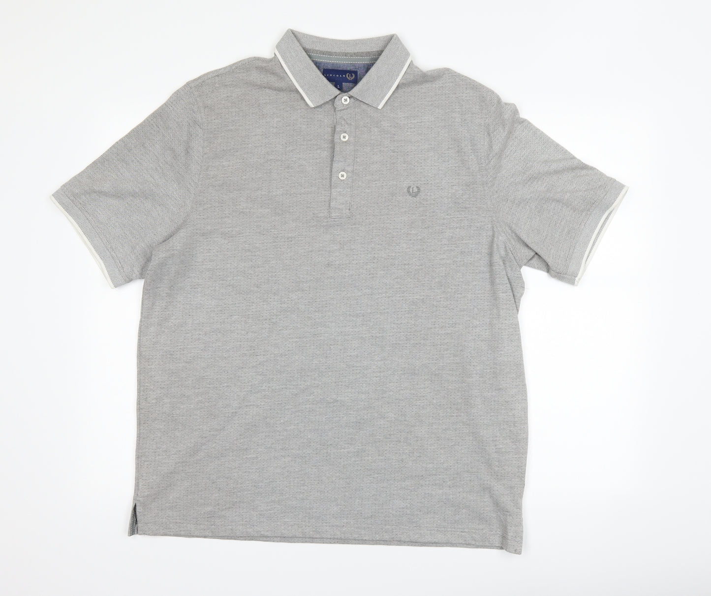 Lincoln Mens Grey Polka Dot   Polo Size L