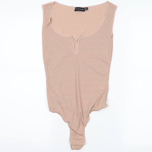 PRETTYLITTLETHING Womens Beige   Bodysuit One-Piece Size 6
