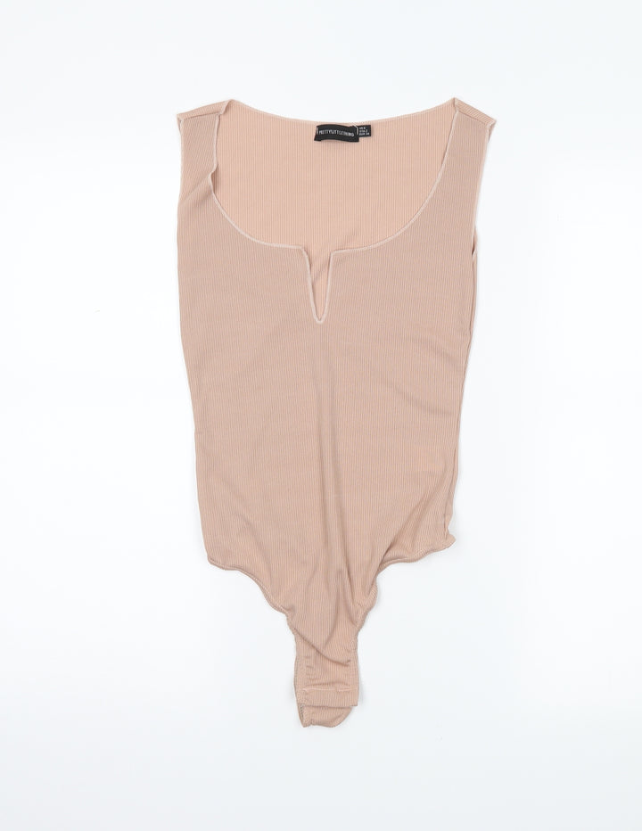 PRETTYLITTLETHING Womens Beige   Bodysuit One-Piece Size 6