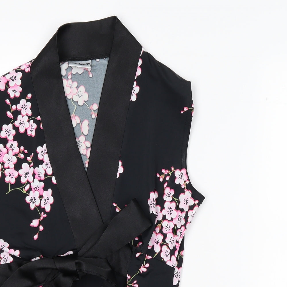 Select Womens Black Floral  Basic Blouse Size 12