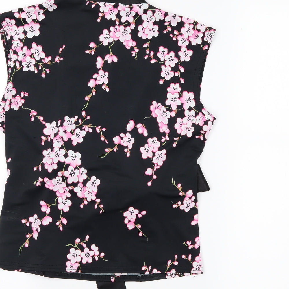 Select Womens Black Floral  Basic Blouse Size 12