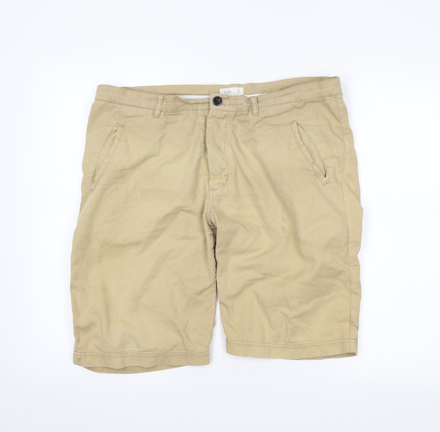 Folk Mens Beige   Cargo Shorts Size 38 in