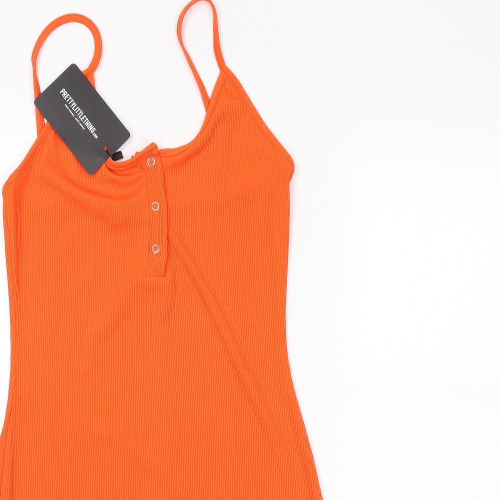 PRETTYLITTLETHING Womens Orange   Tank Dress  Size 10
