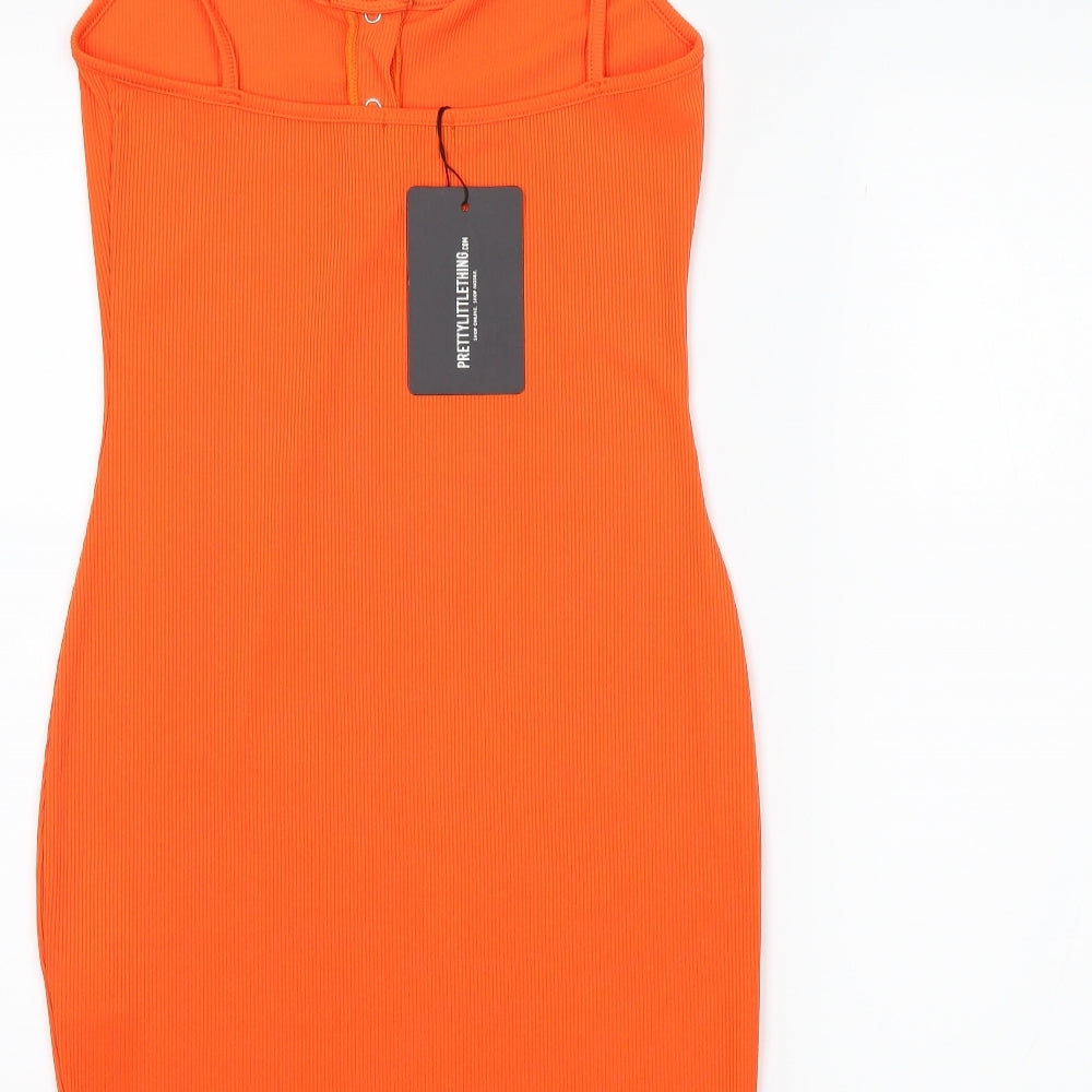 PRETTYLITTLETHING Womens Orange   Tank Dress  Size 10