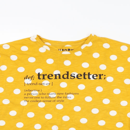 F&F Girls Yellow Polka Dot  Cropped T-Shirt Size 10-11 Years