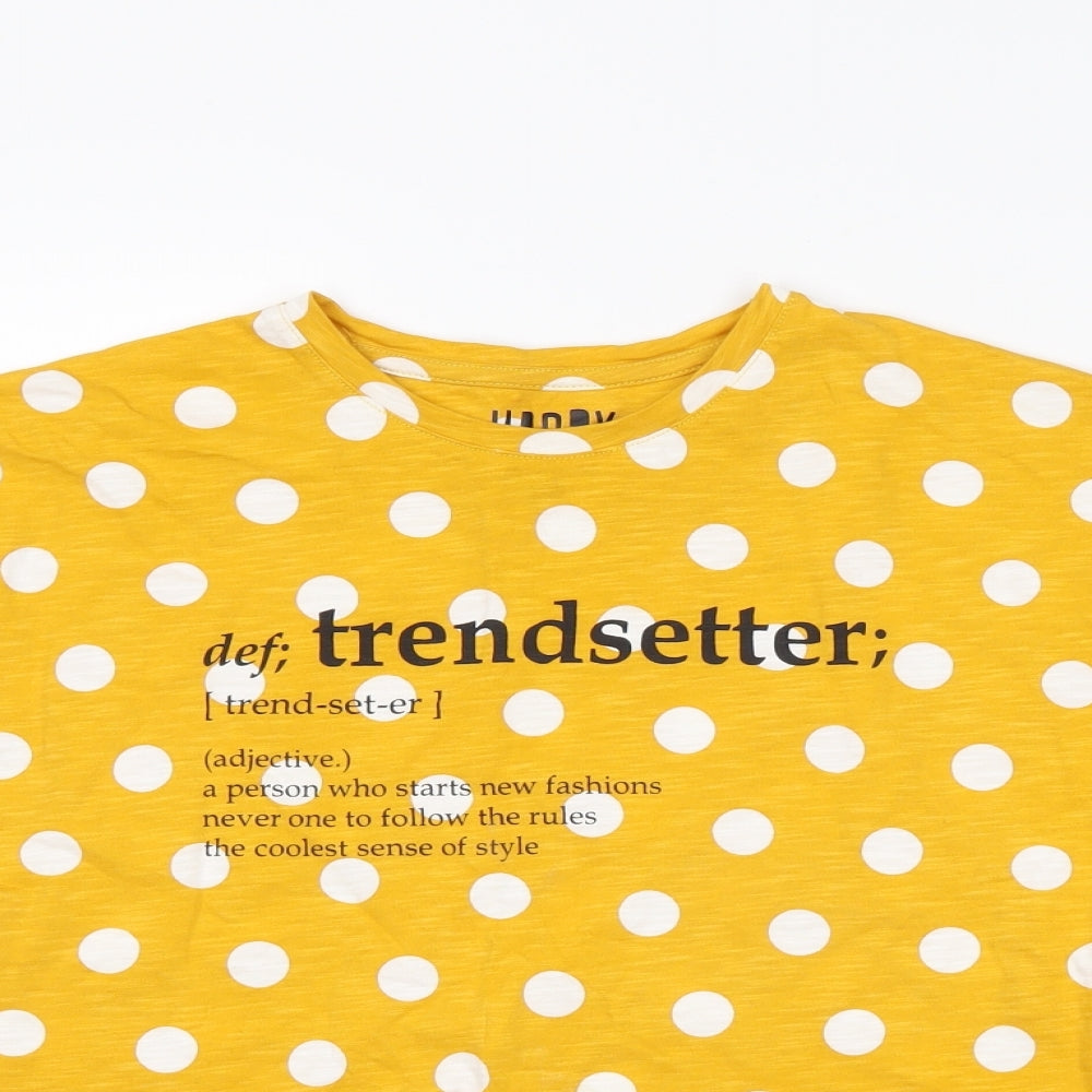 F&F Girls Yellow Polka Dot  Cropped T-Shirt Size 10-11 Years