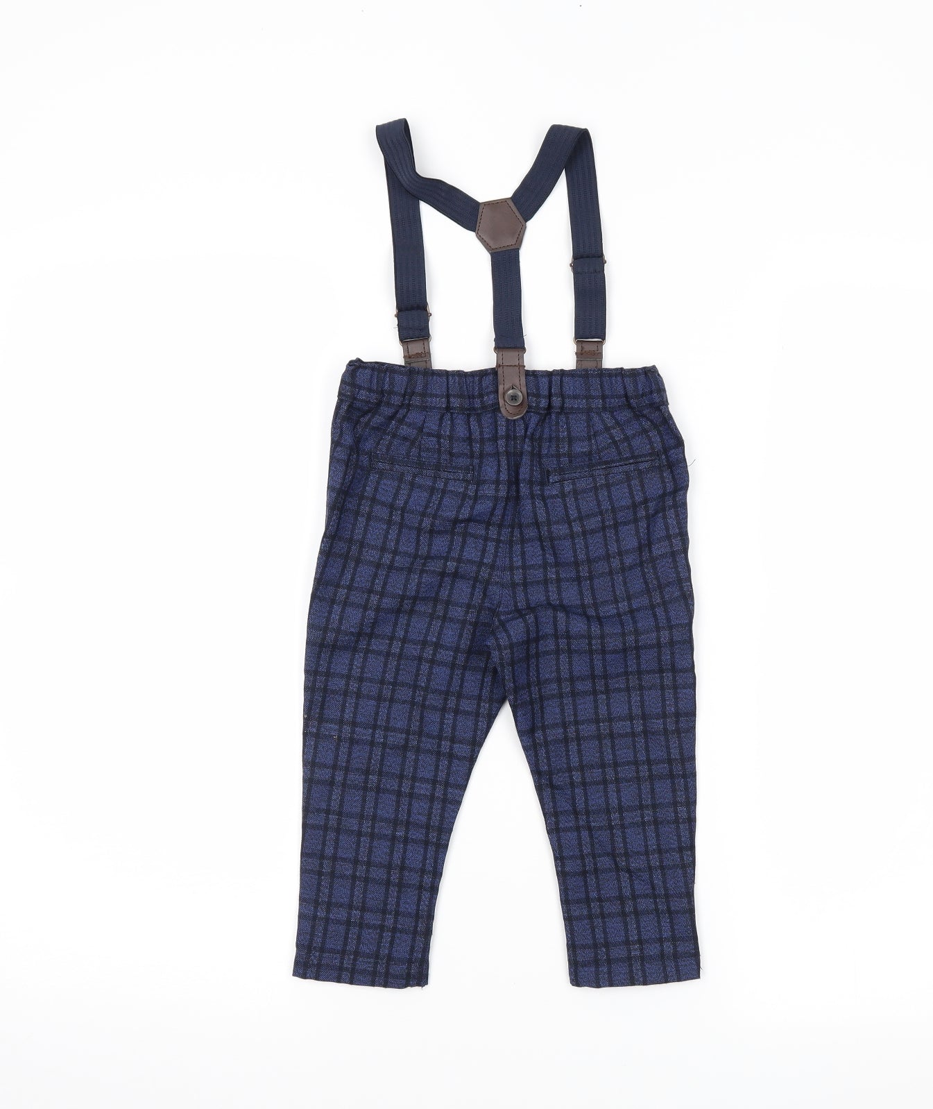 Primark Boys Blue Plaid  Capri Trousers Size 12-18 Months