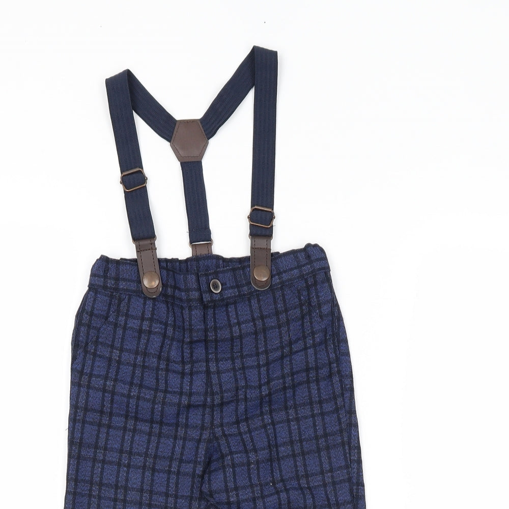 Primark Boys Blue Plaid  Capri Trousers Size 12-18 Months