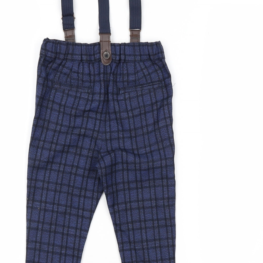Primark Boys Blue Plaid  Capri Trousers Size 12-18 Months