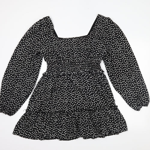 Missguided Womens Black Floral  Trapeze & Swing  Size 14