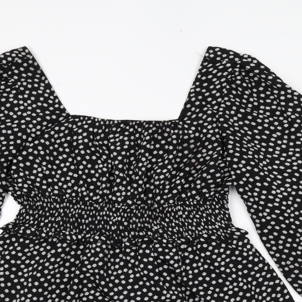 Missguided Womens Black Floral  Trapeze & Swing  Size 14