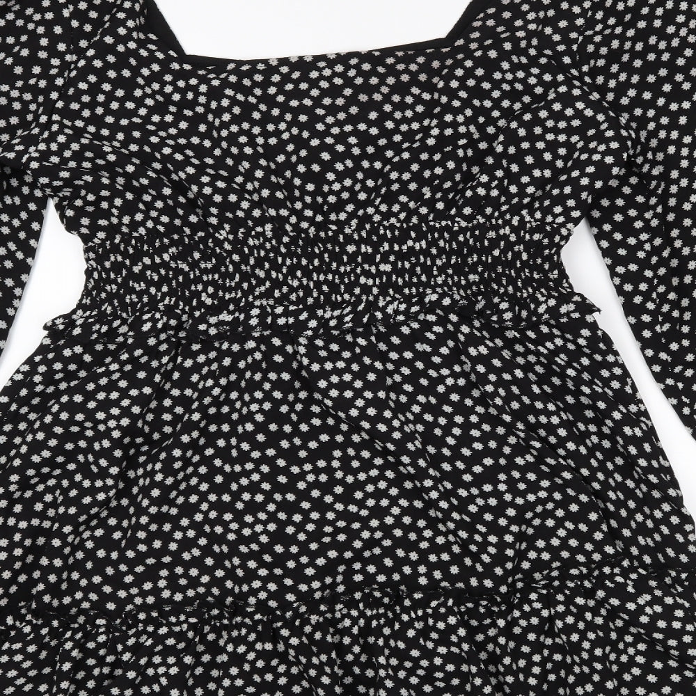 Missguided Womens Black Floral  Trapeze & Swing  Size 14