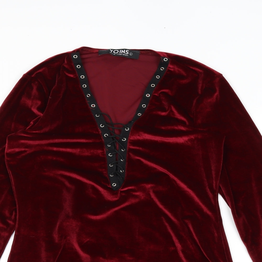 Yoins Womens Red   Bodysuit One-Piece Size L