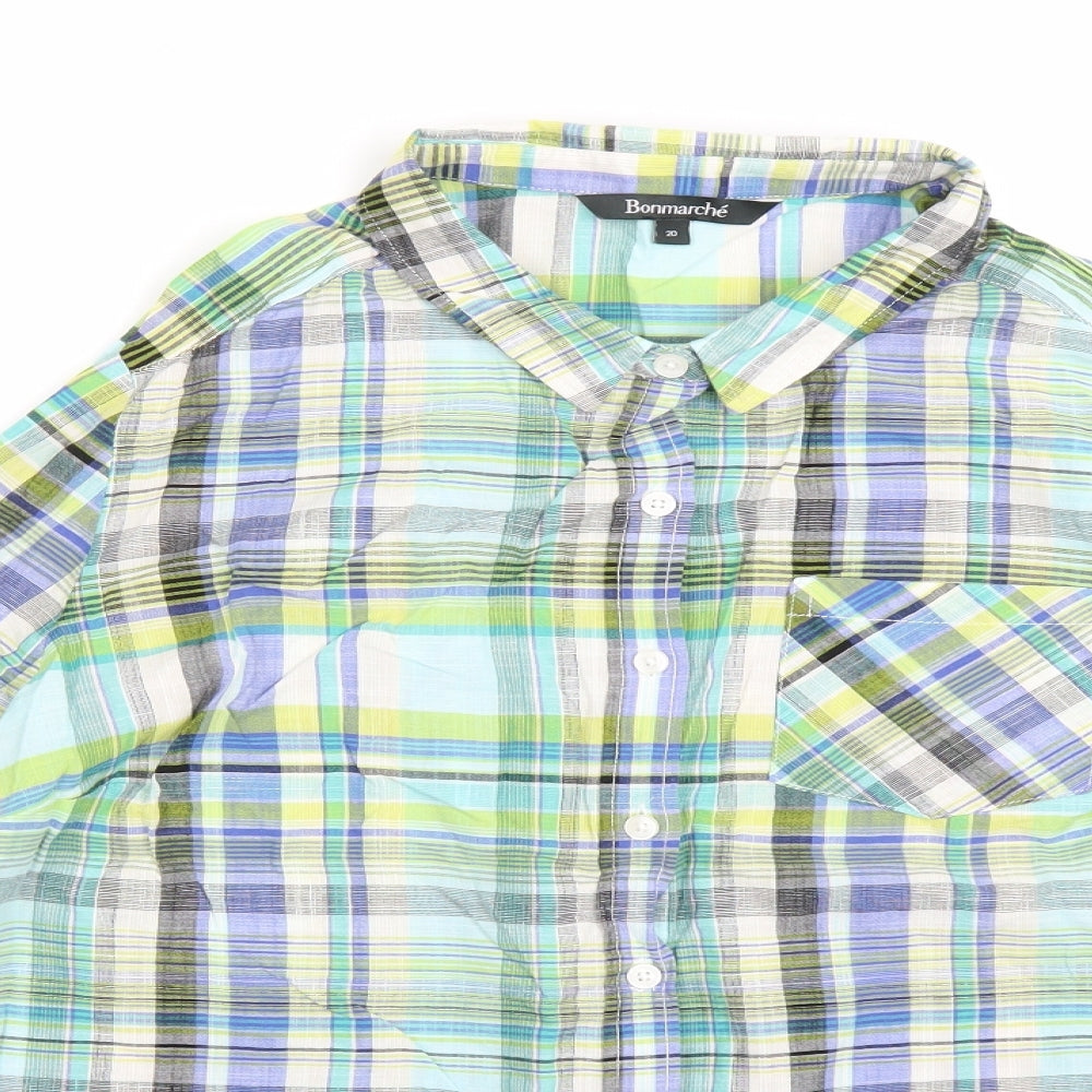 Bonmarché Womens Green Plaid  Basic Button-Up Size 20
