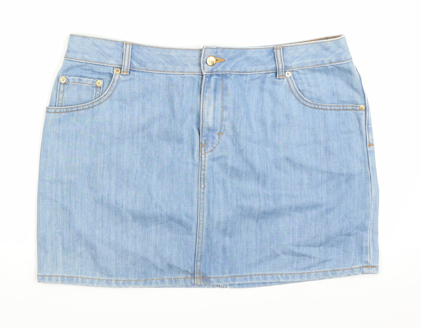 H&M Womens Blue  Denim A-Line Skirt Size 16