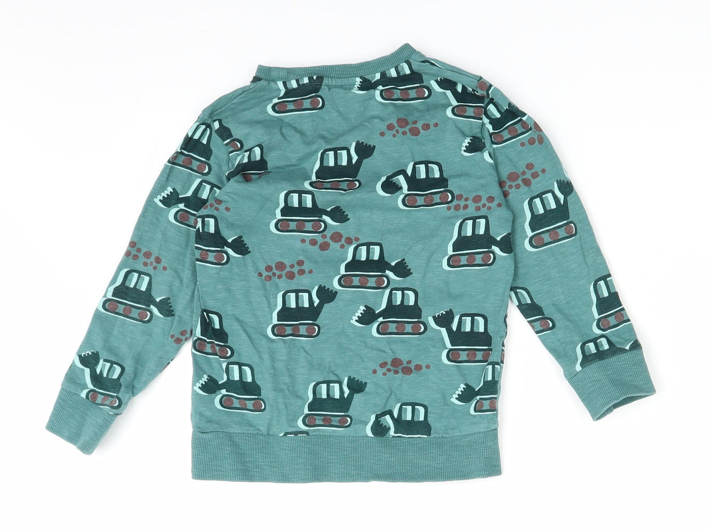 NEXT Boys Green Geometric  Pullover Jumper Size 3-4 Years  - Diggers
