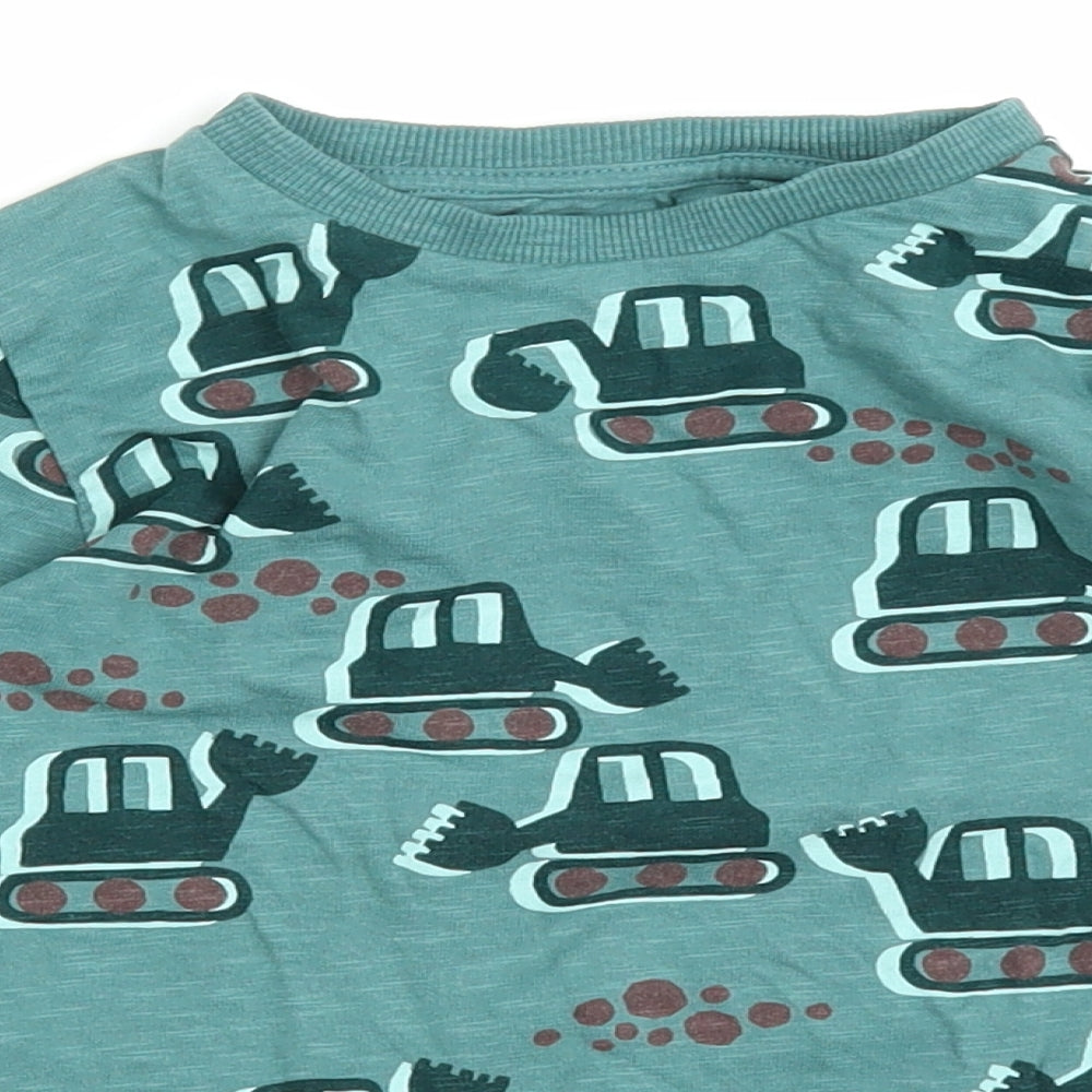 NEXT Boys Green Geometric  Pullover Jumper Size 3-4 Years  - Diggers
