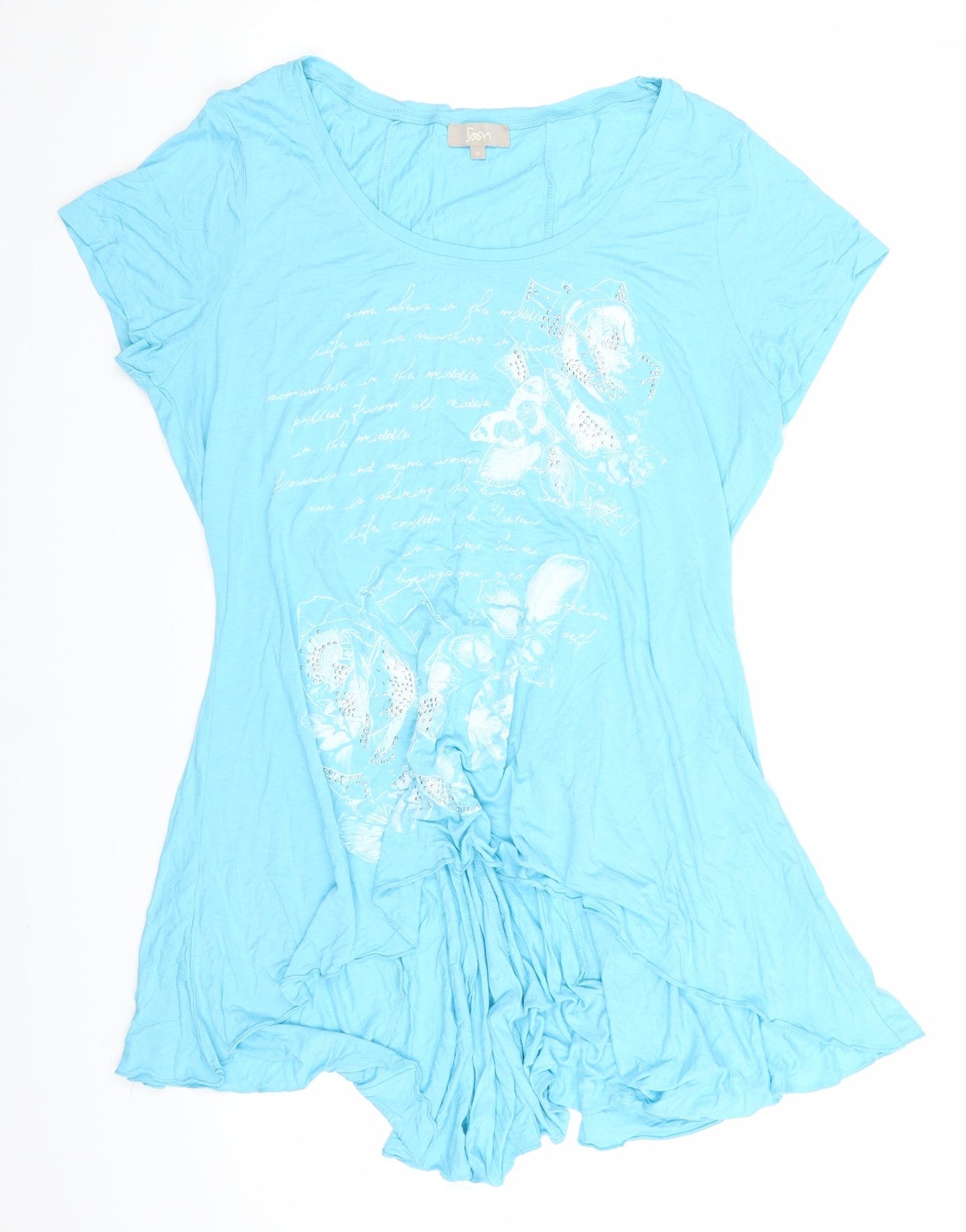 Soon Womens Blue   T-Shirt Dress  Size 18
