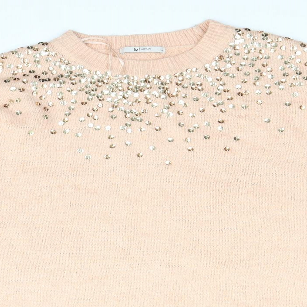 TU Womens Pink  Knit Pullover Jumper Size 14