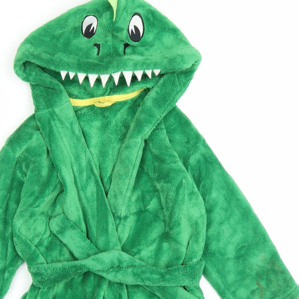 Marks and Spencer Boys Green Solid   Robe Size 3-4 Years  - Dinosaur Hood