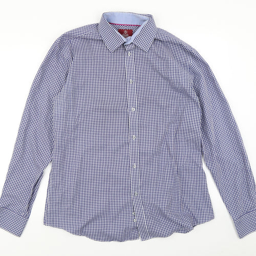Taylor & Wright Mens Blue Check   Dress Shirt Size 16.5