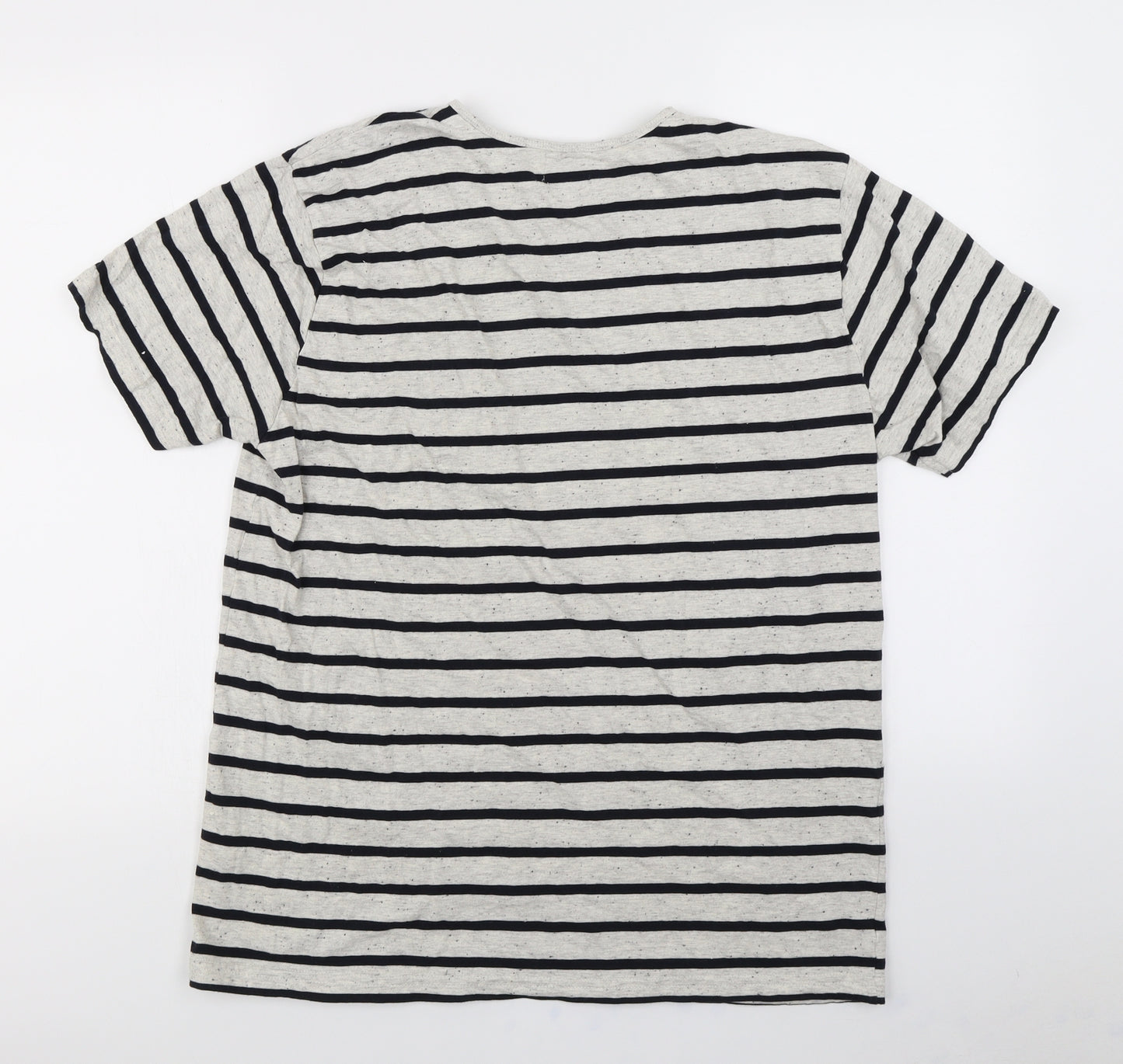 Easy Mens Blue Striped   T-Shirt Size L