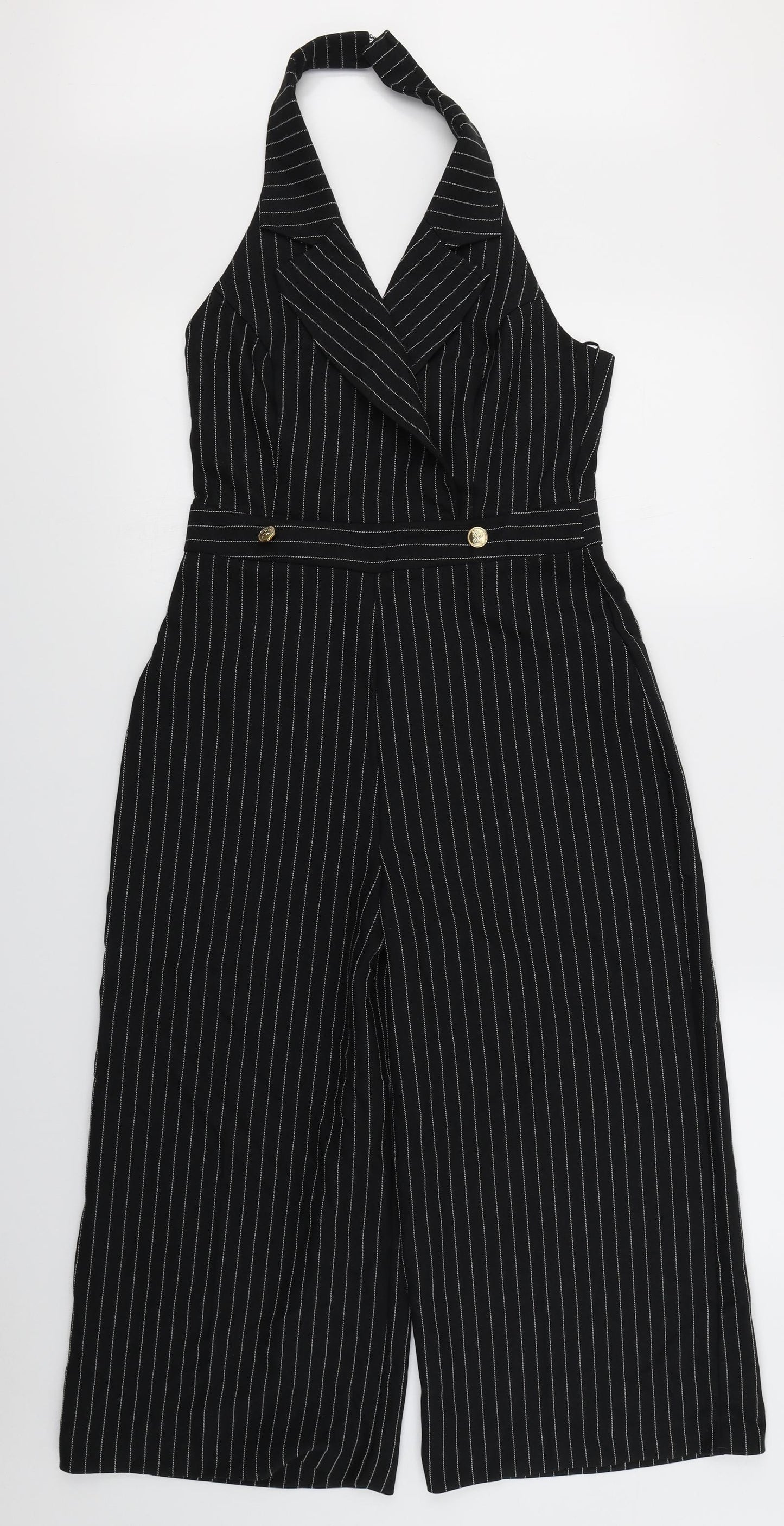 Lipsy Womens Black Striped  Jumpsuit One-Piece Size 10 L19 in