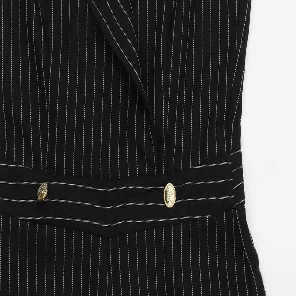 Lipsy Womens Black Striped  Jumpsuit One-Piece Size 10 L19 in