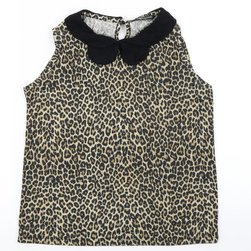 Internacionale Womens Brown Animal Print  Basic Tank Size 10