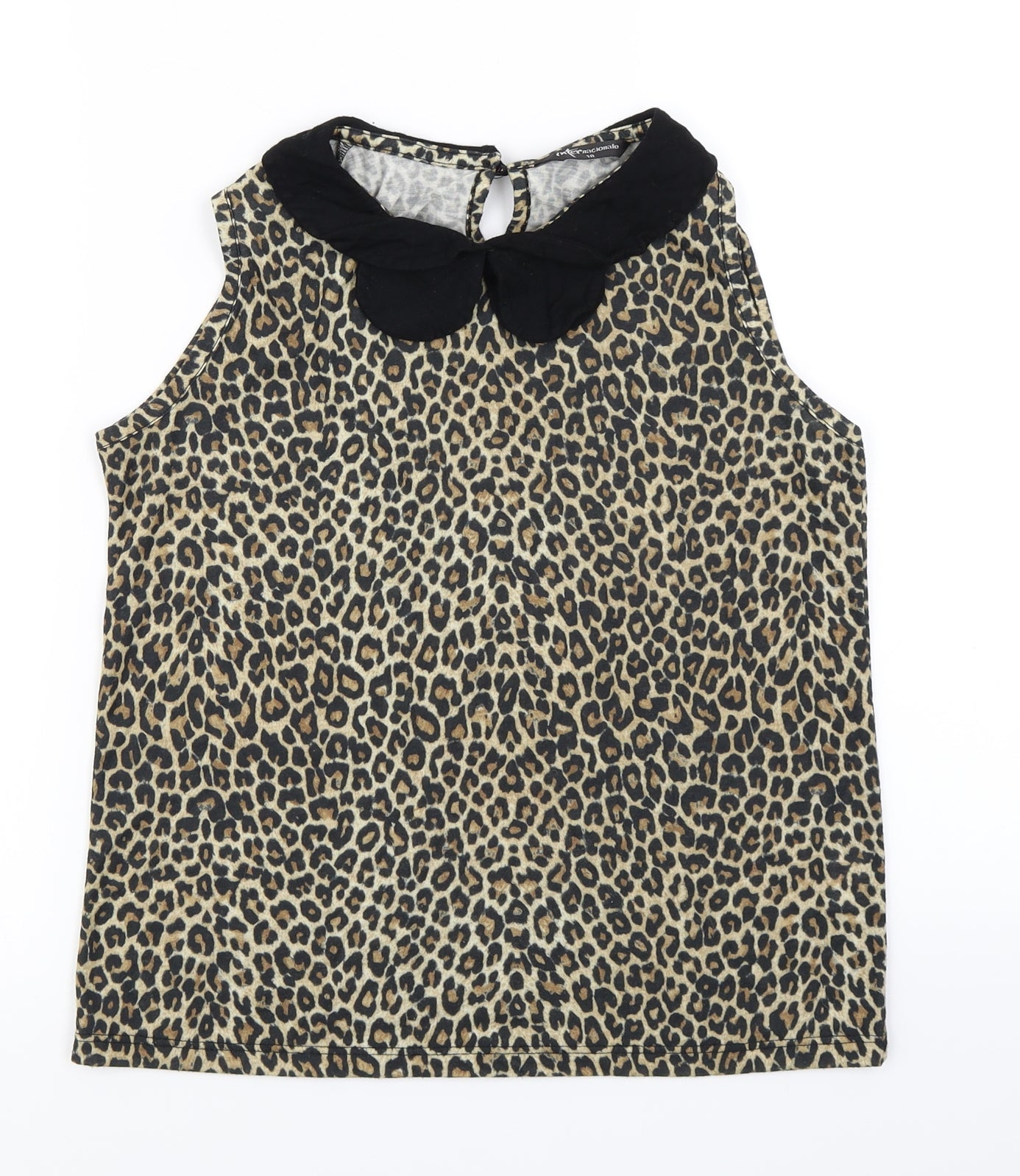 Internacionale Womens Brown Animal Print  Basic Tank Size 10