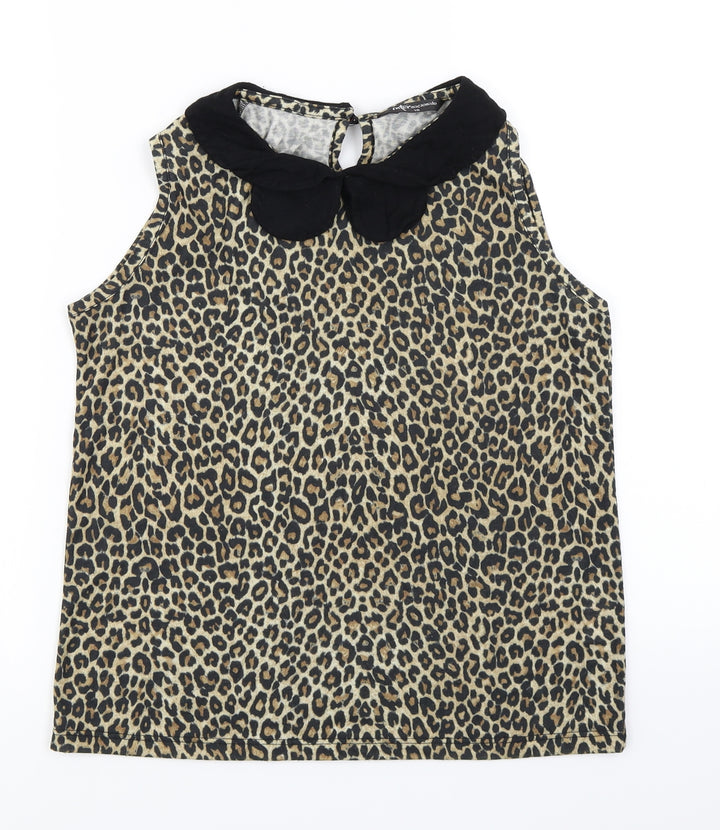 Internacionale Womens Brown Animal Print Basic Tank Size 10