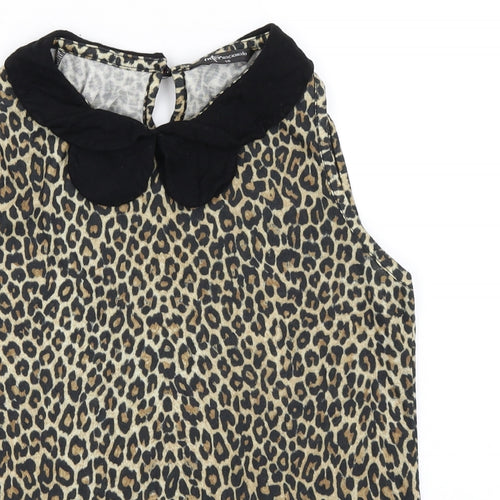 Internacionale Womens Brown Animal Print  Basic Tank Size 10