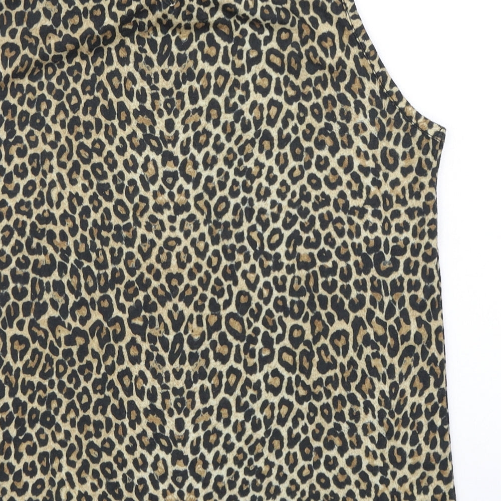 Internacionale Womens Brown Animal Print  Basic Tank Size 10