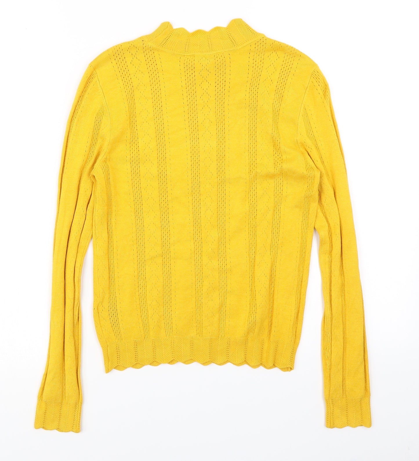 Miss Selfridge Womens Yellow   Pullover Jumper Size 12  - Lettuce Edging